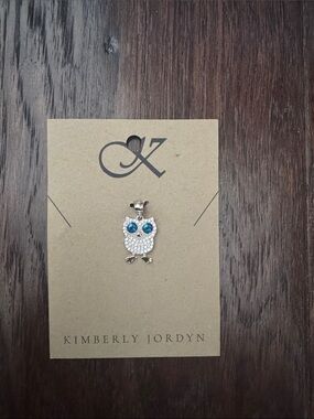 Kimberly Jordyn Owl Pendant  - Sterling Silver with Blue Eyes
